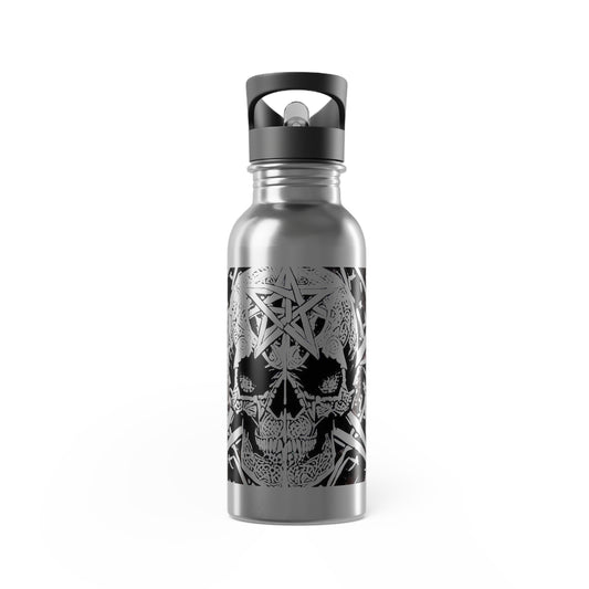 Pentagram Skull Stainless Steel Water Bottle With Straw, 20oz
