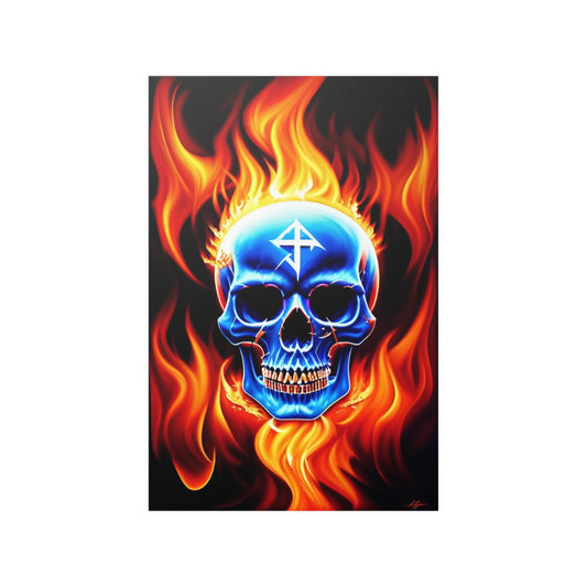 Runic Flame Skull 2Satin Posters (210gsm)