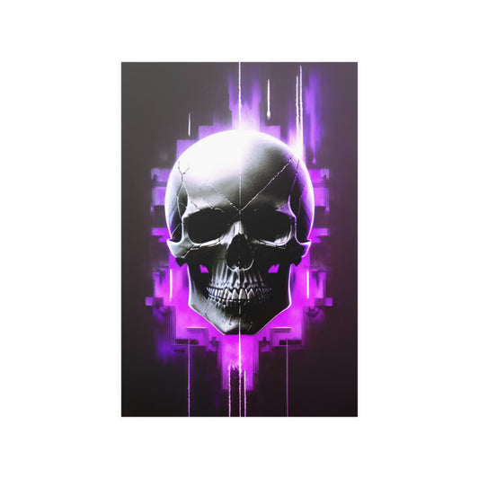 Purple Cyber Skull Satin Posters (210gsm)
