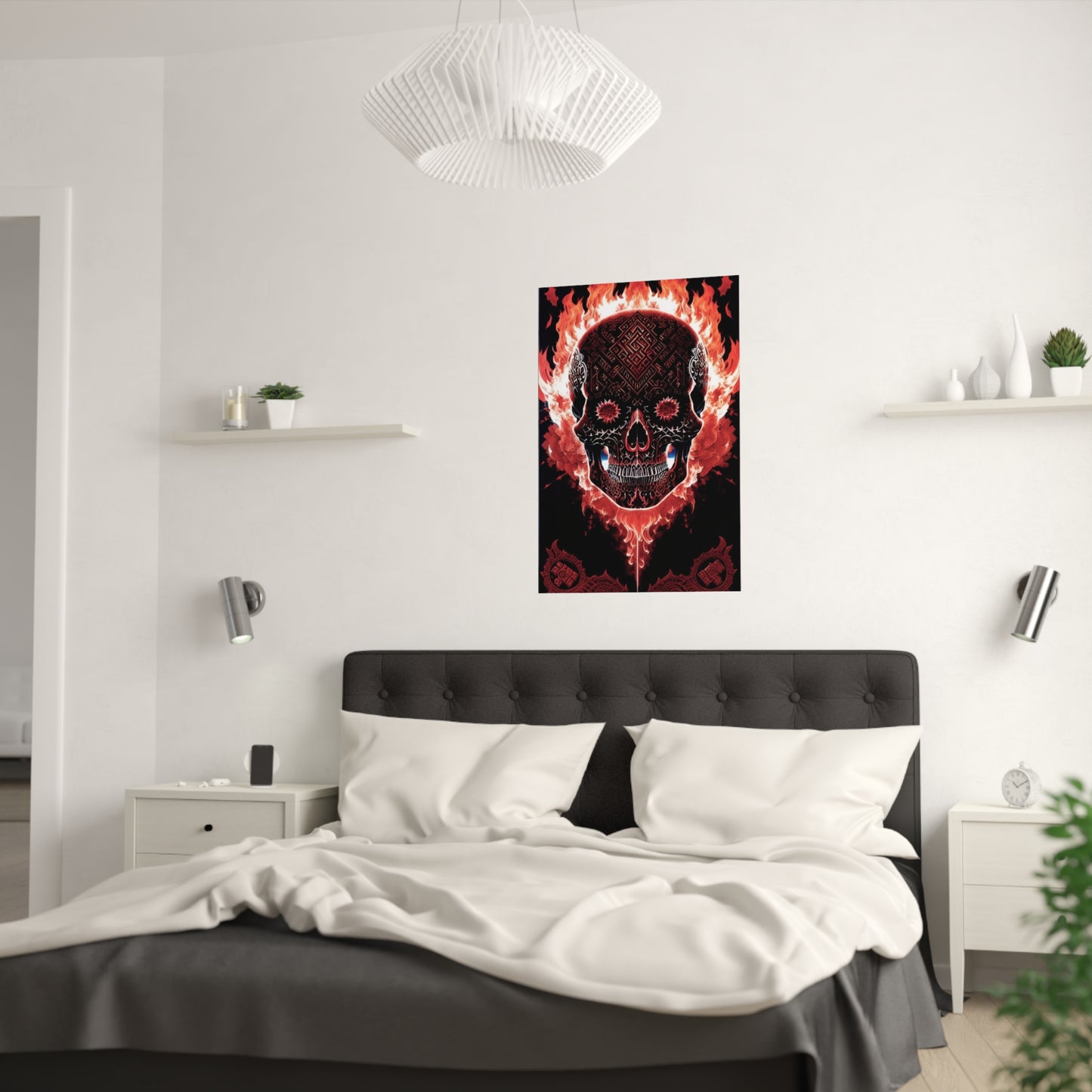 Red flame skull Satin Posters (210gsm)