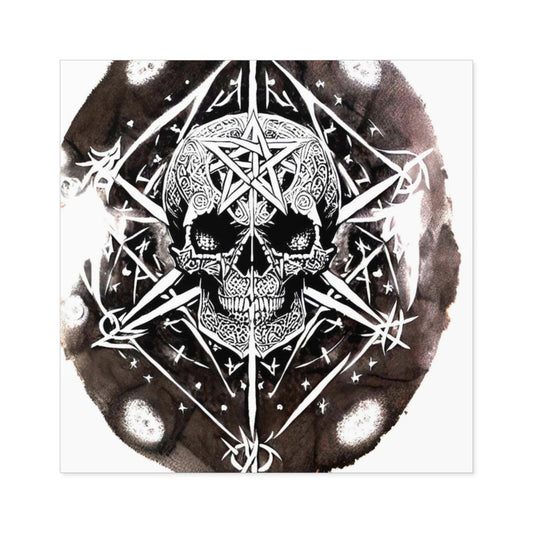 Pentagram Skull Square Stickers, Indoor\Outdoor
