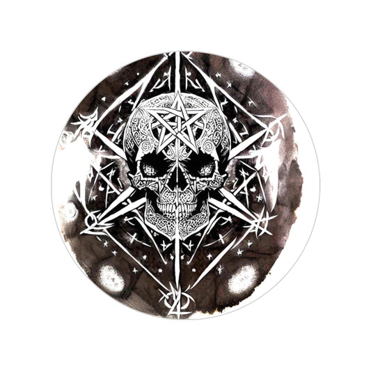 Pentagram Skull Transparent Outdoor Stickers, Round, 1pcs
