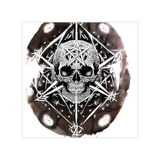 Pentagram Skull Transparent Outdoor Stickers, Square, 1pc