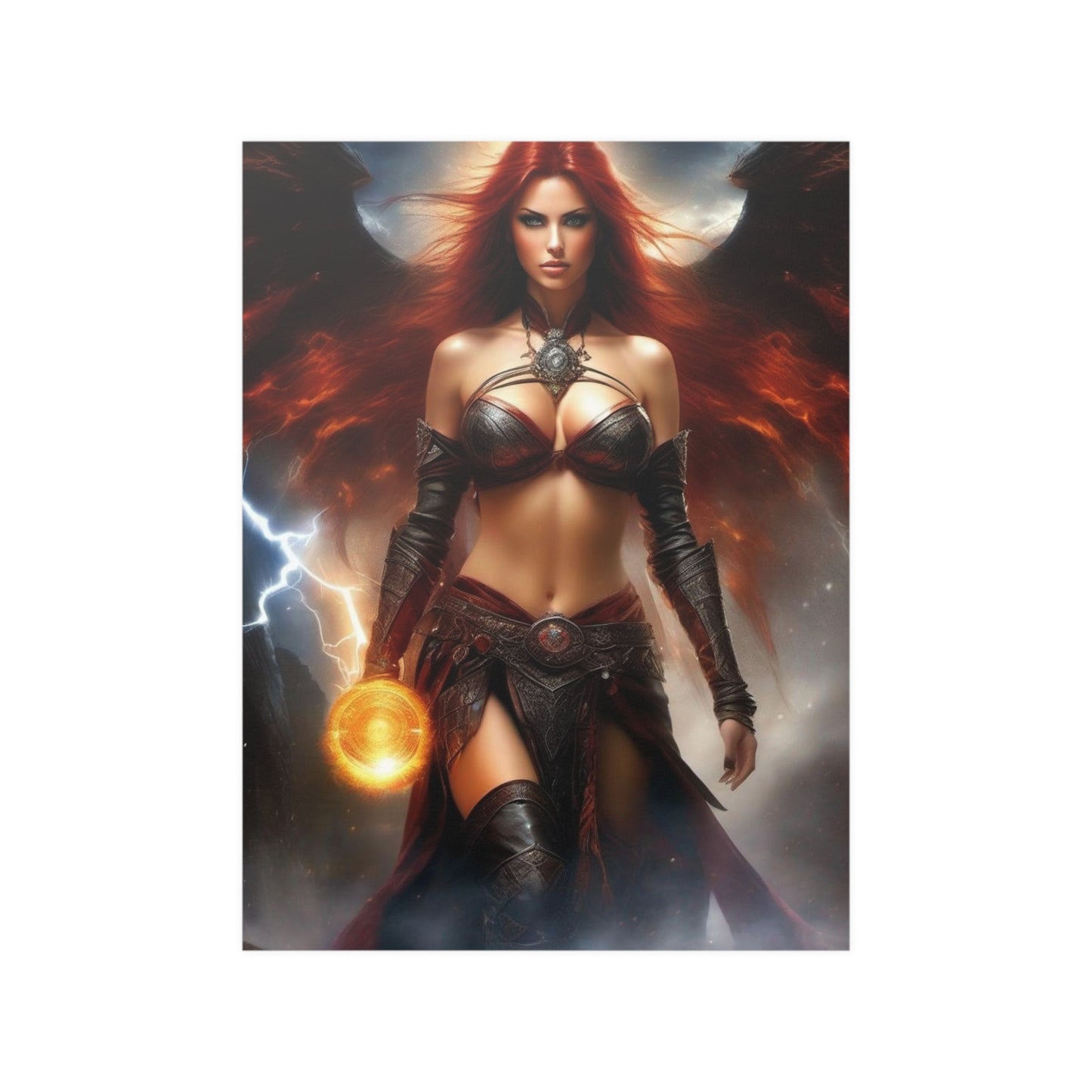 Winged Fire Witch Satin Posters (210gsm)