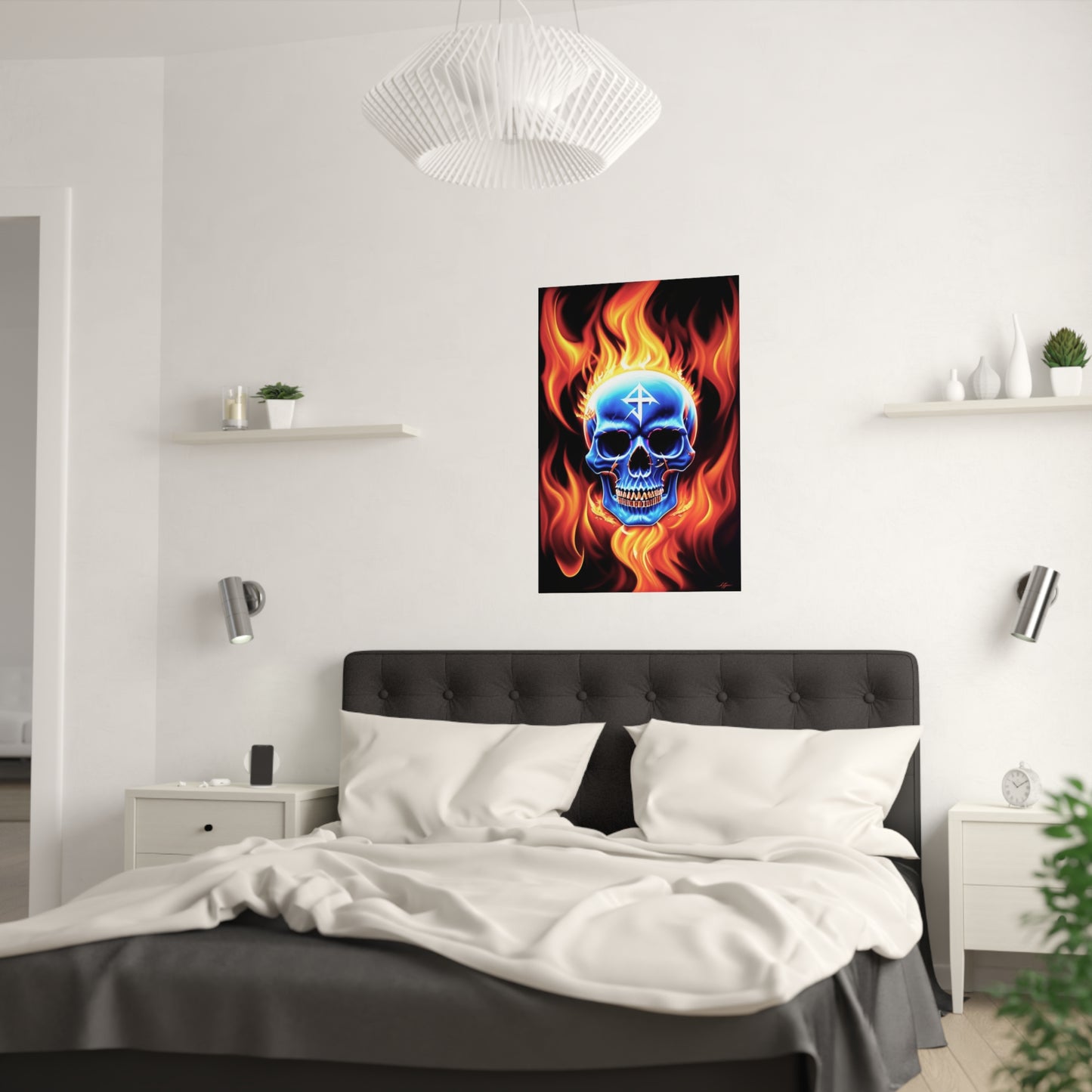 Runic Flame Skull 2Satin Posters (210gsm)