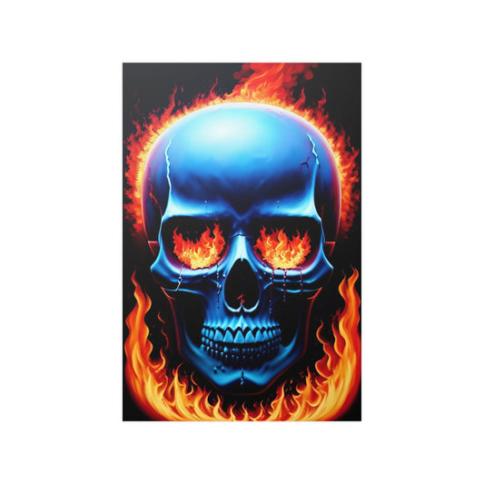 Flaming Skull Satin Posters (210gsm)