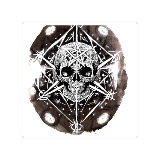 Pentagram Skull Transparent Outdoor Stickers, Die-Cut, 1pcs