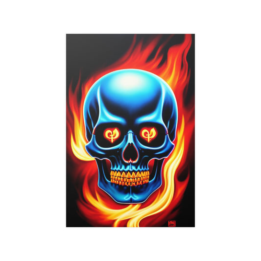 Flaming Skull Satin Posters (210gsm)