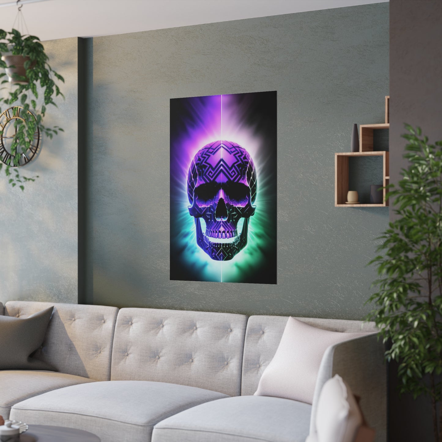 Engraved Purple Skull Satin Posters (210gsm)