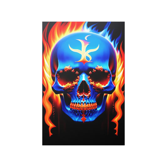 Runic Flame Skull Satin Posters (210gsm)