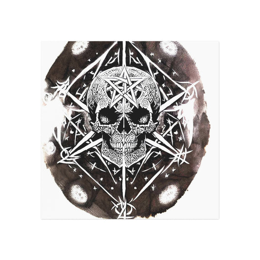 Pentagram Skull Square Magnet