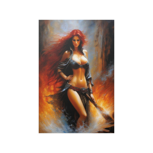 Redhead warrior Satin Posters (210gsm)
