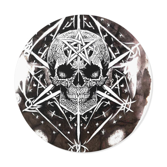 Pentagram Skull Round Vinyl Stickers