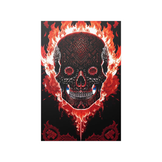 Red flame skull Satin Posters (210gsm)