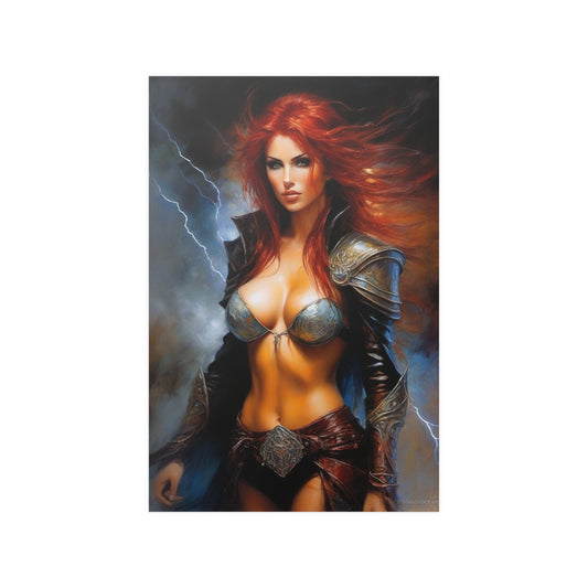 Redhead woman Satin Posters (210gsm)