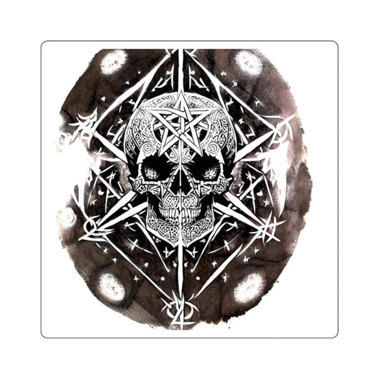 Pentagram Skull Square Stickers