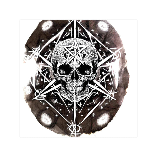 Pentagram Skull Square Vinyl Stickers