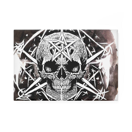 Pentagram Skull Button Magnet, Rectangle (1 & 10 pcs)