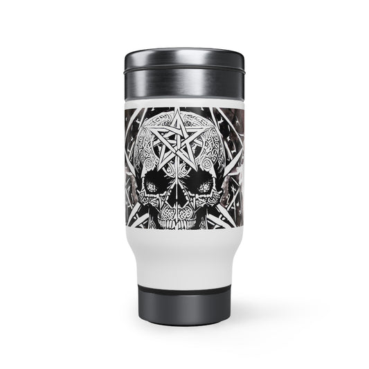 Pentagram Skull Stainless Steel Travel Mug with Handle, 14oz