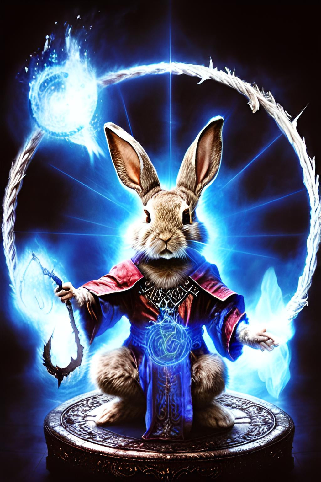 rabbit humanoid magic spells circle portal