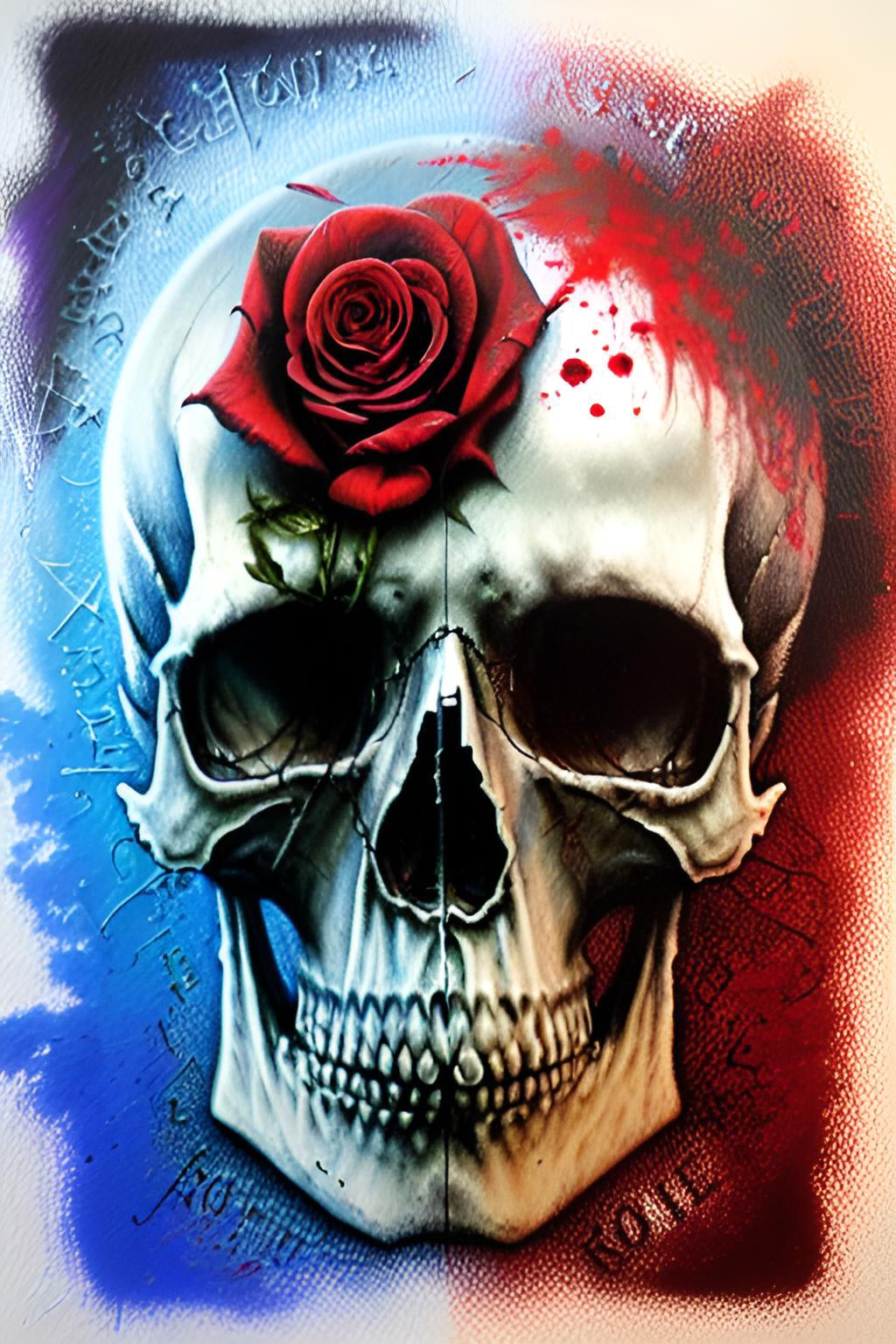 skull rose colorful death dark bleak runes