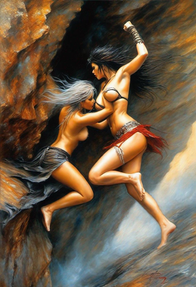 women nude battles fighting colorful