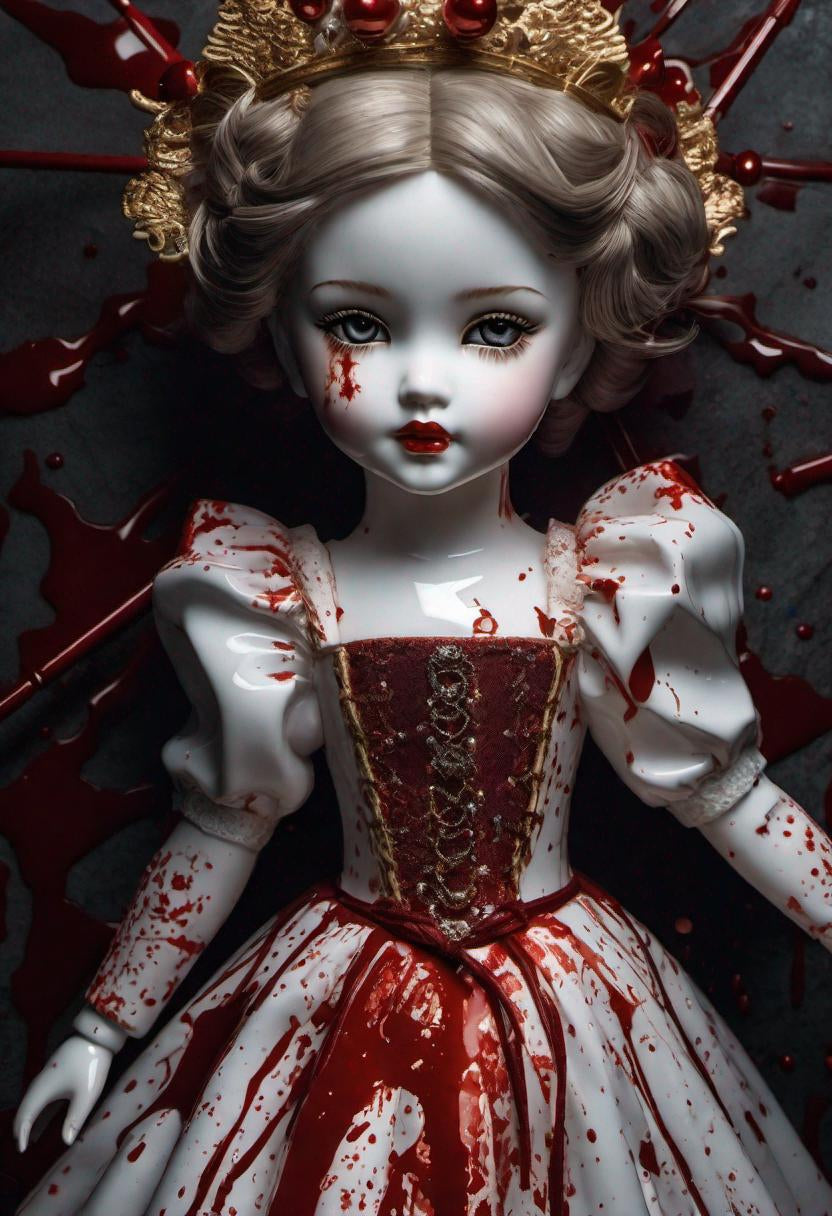 porcelain doll blood white dark horror