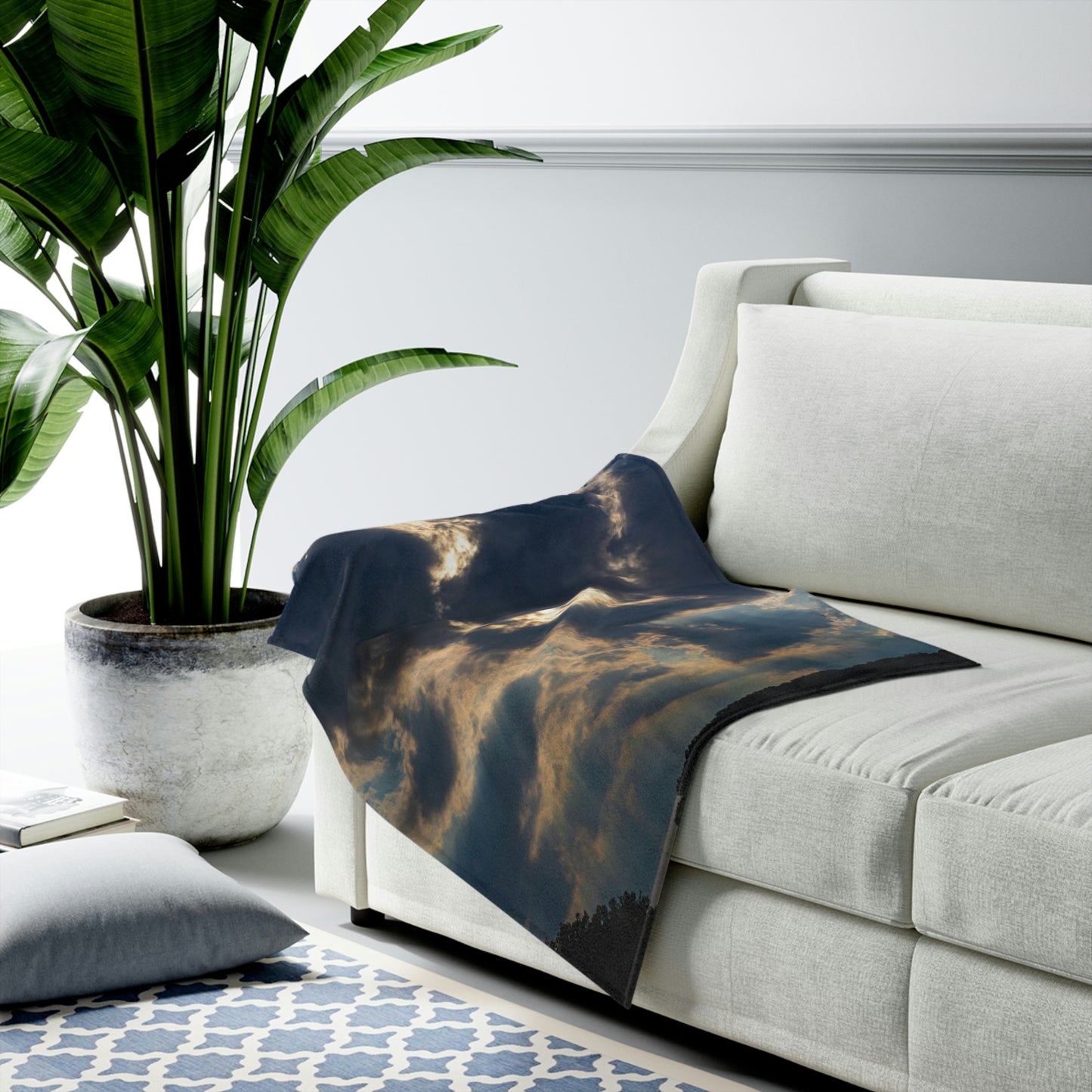 light in clouds Velveteen Plush Blanket