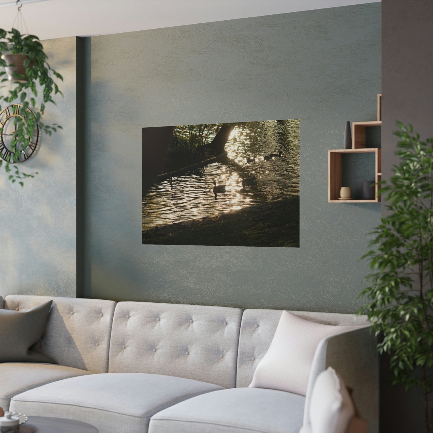 Sunset duck Satin Posters (210gsm)