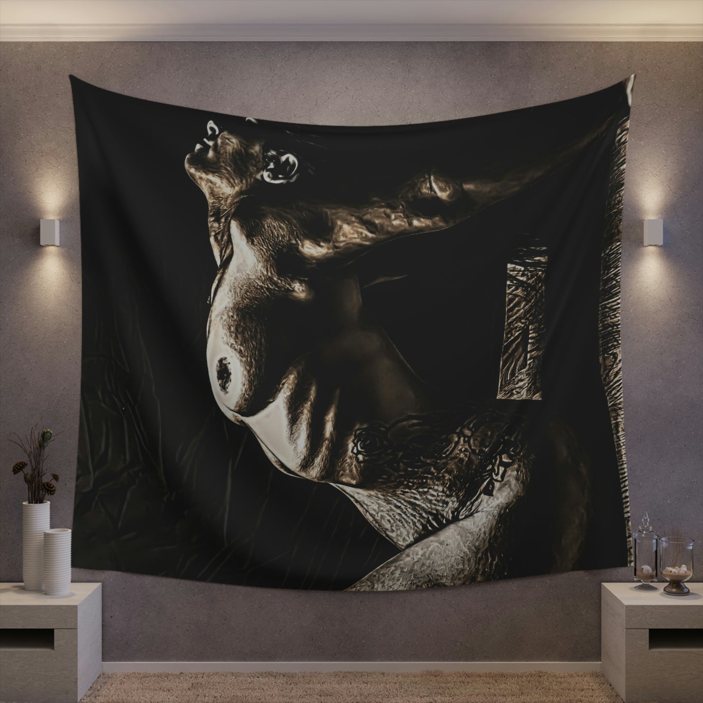 Bronzed Printed Wall Tapestry