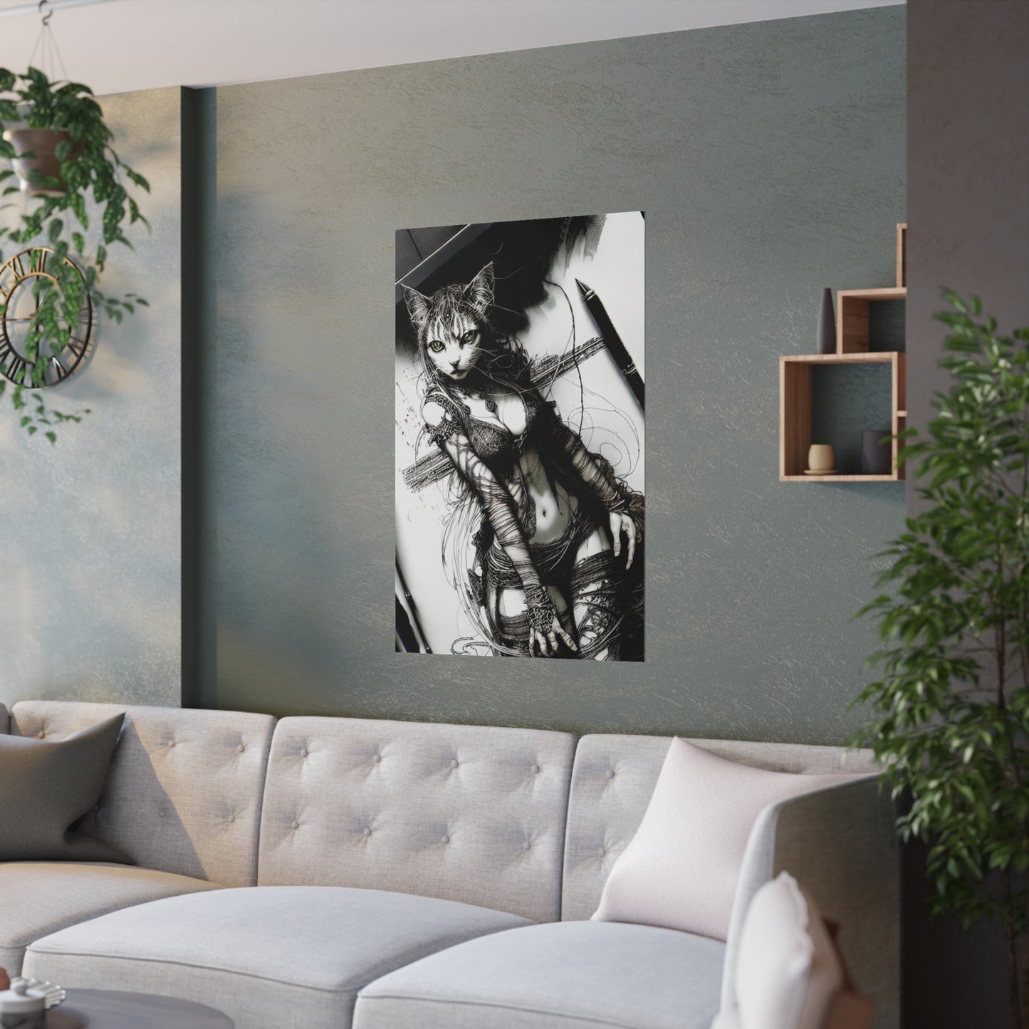 cat girl 2 Satin Posters (210gsm)