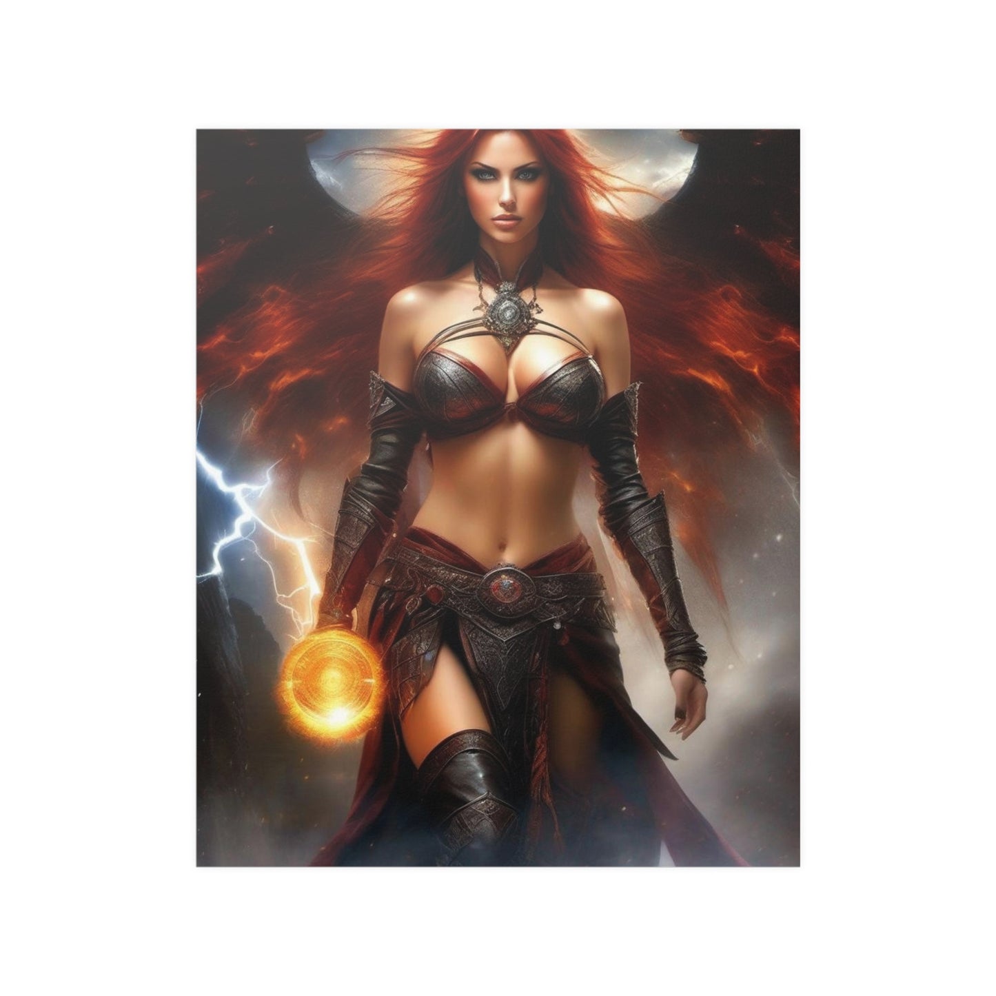 Winged Fire Witch Satin Posters (210gsm)