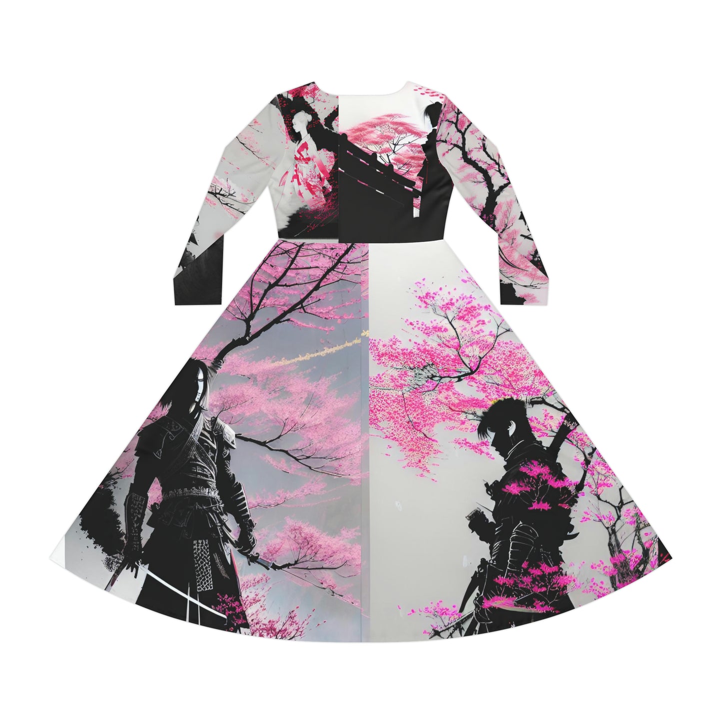 Cherry Blossom Women's Long Sleeve Dance Dress (AOP)