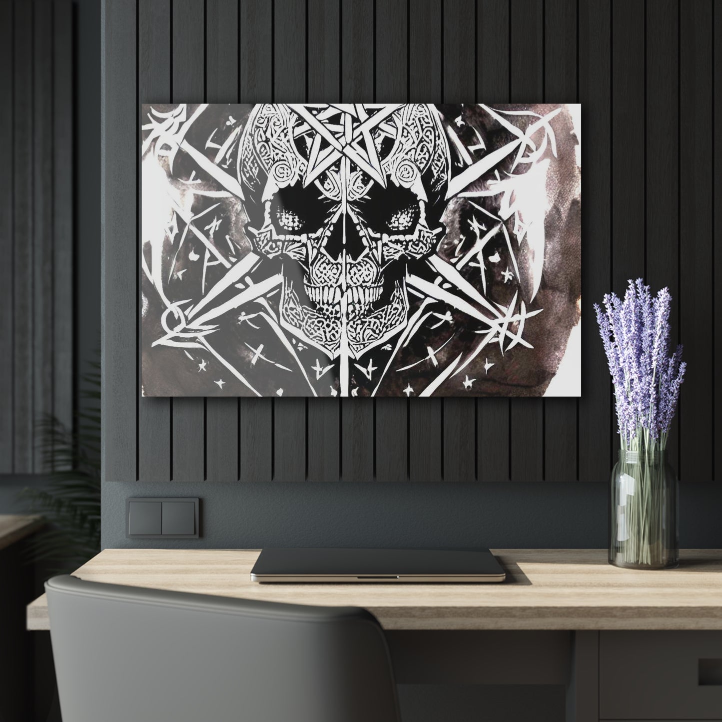 Pentagram Skull Acrylic Prints (French Cleat Hanging)