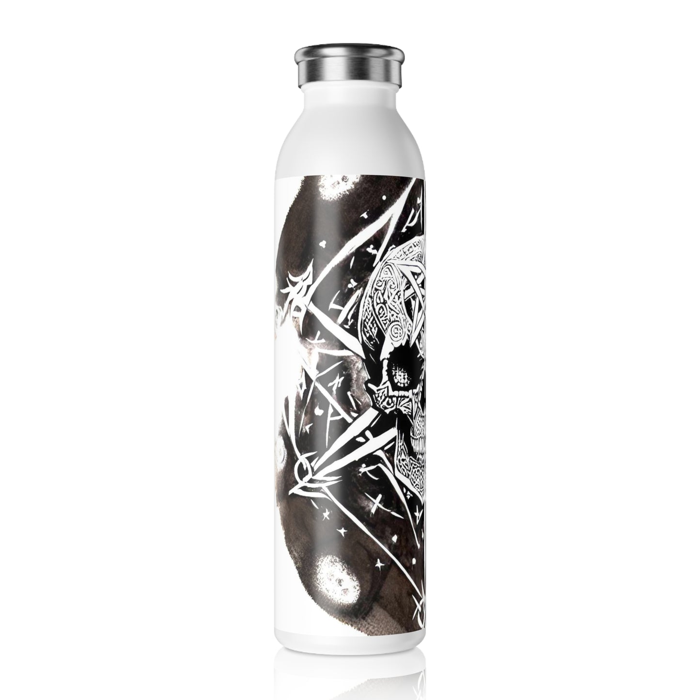 Pentagram Skull Slim Water Bottle