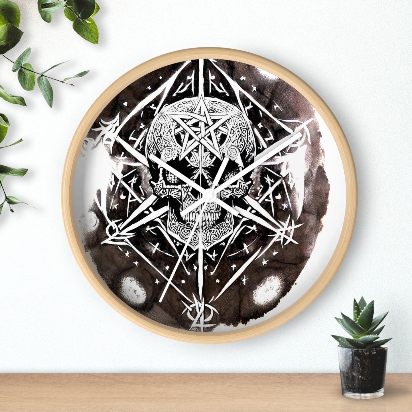 Pentagram Skull Wall Clock