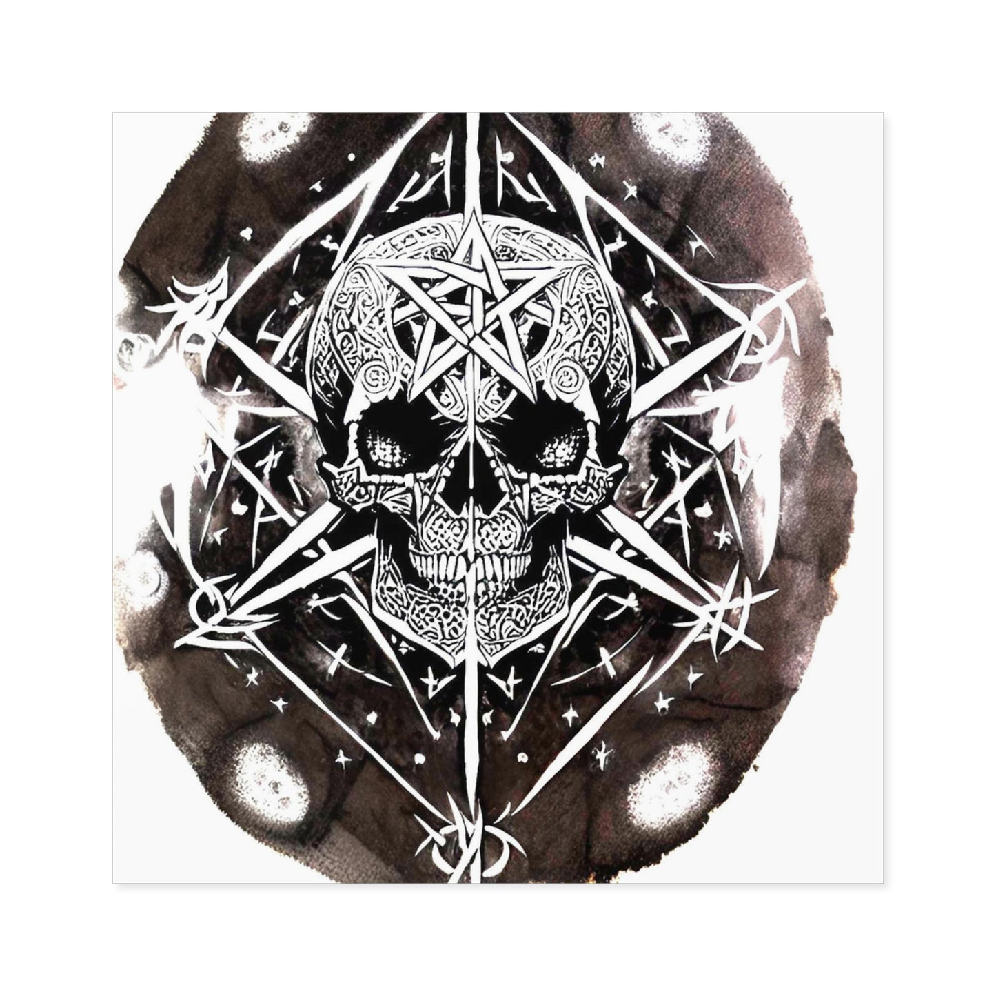 Pentagram Skull Laminate Stickers, Square