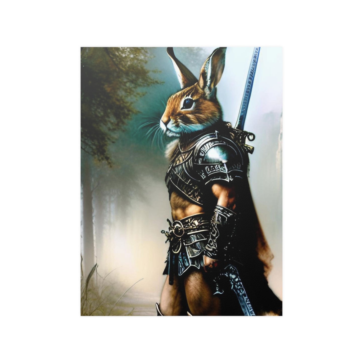 Rabbit warrior Satin Posters (210gsm)