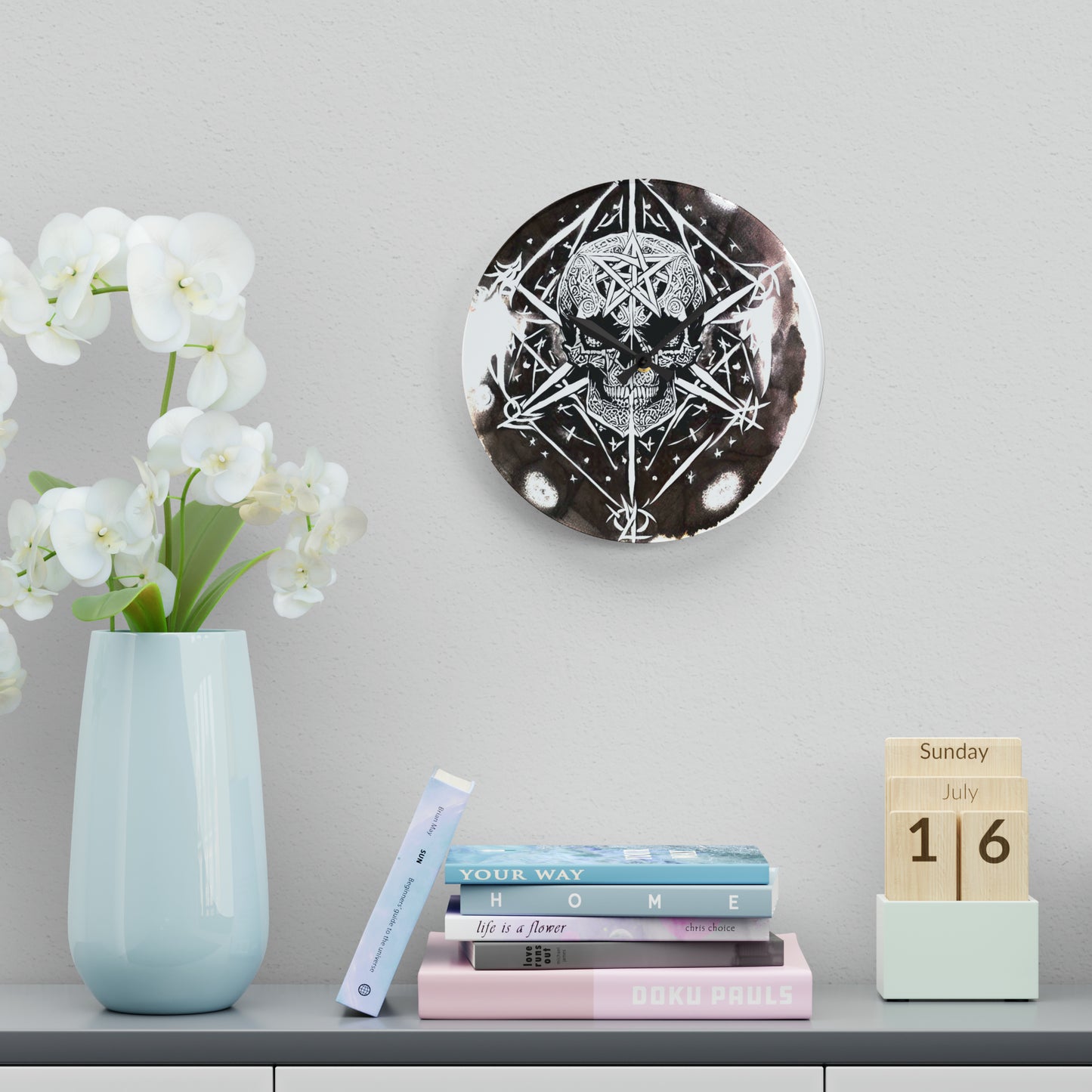 Pentagram Skull Acrylic Wall Clock