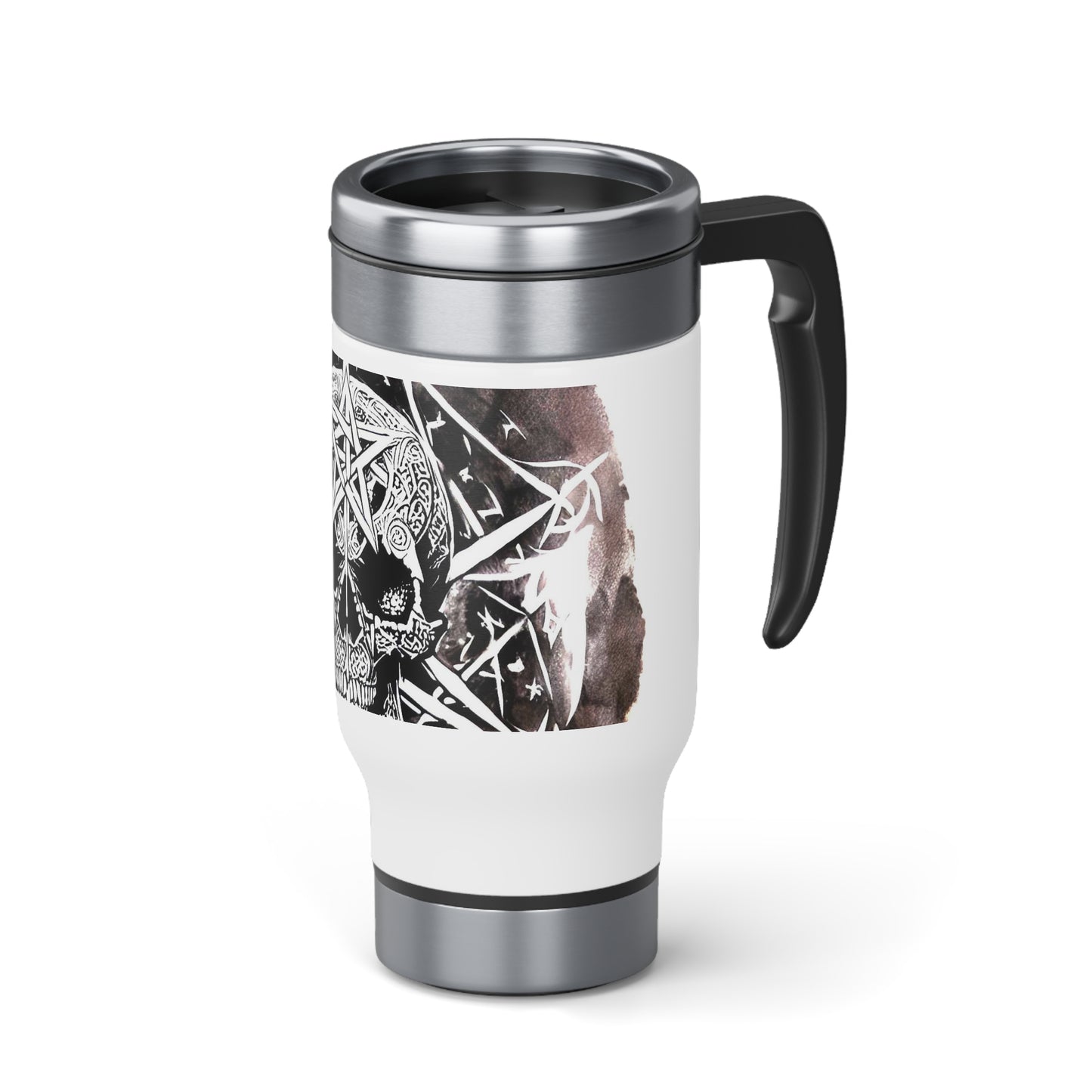 Pentagram Skull Stainless Steel Travel Mug with Handle, 14oz