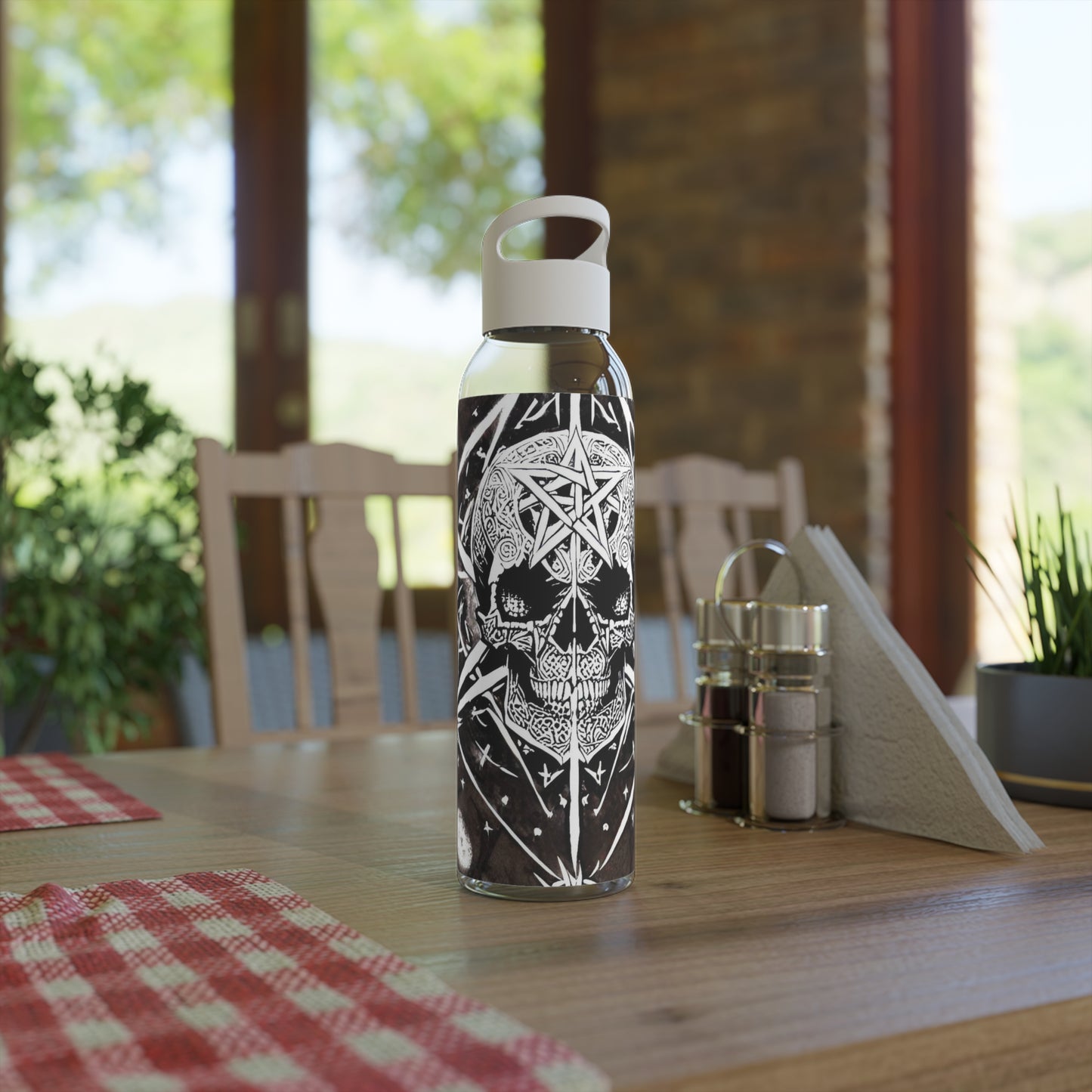 Pentagram Skull Sky Water Bottle