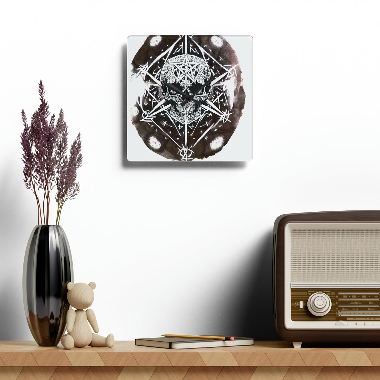 Pentagram Skull Acrylic Wall Clock