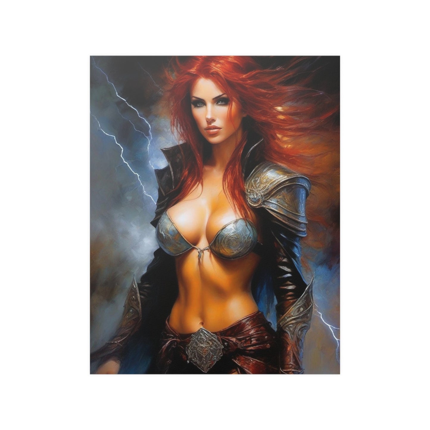 Redhead woman Satin Posters (210gsm)