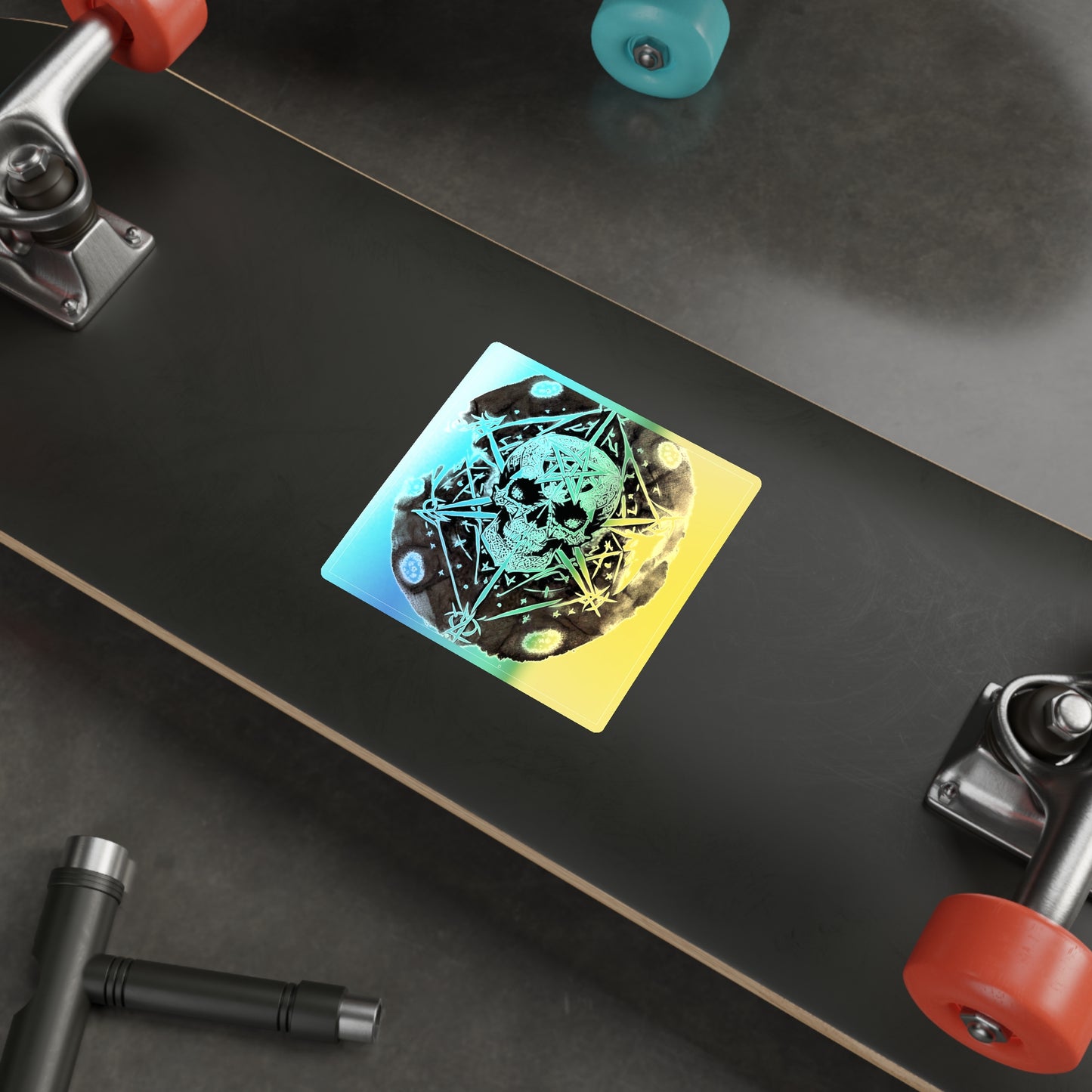 Pentagram Skull Holographic Die-cut Stickers