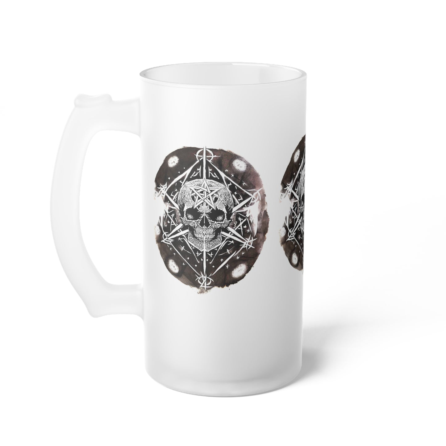 Pentagram Skull Frosted Glass Beer Mug