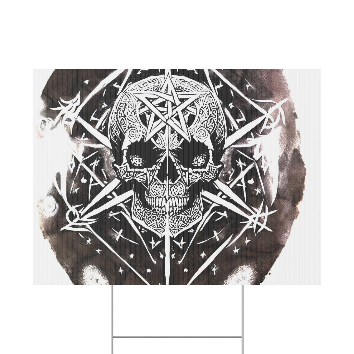 Pentagram Skull Plastic Yard Sign