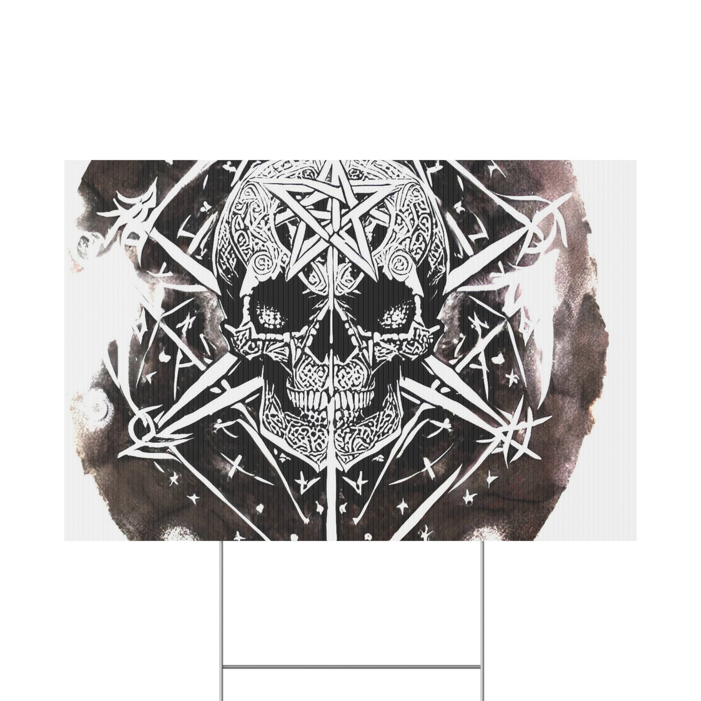 Pentagram Skull Plastic Yard Sign