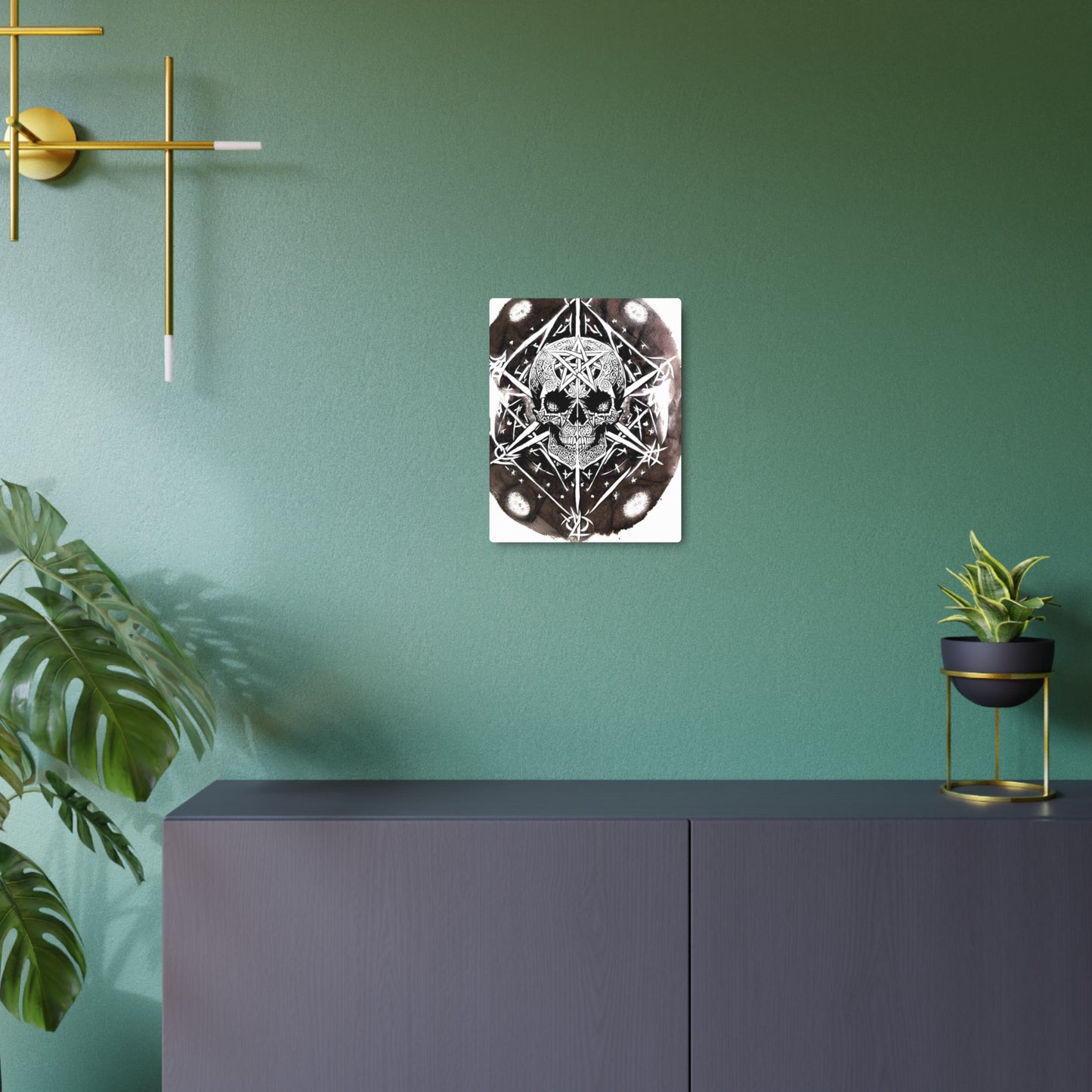 Pentagram Skull Metal Art Sign