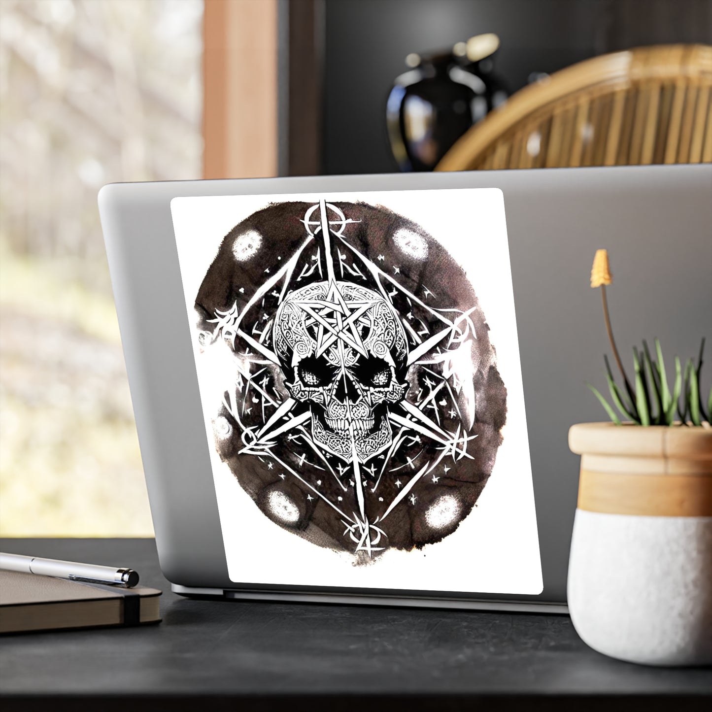 Pentagram Skull Kiss-Cut Vinyl Decals