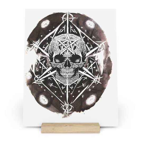 Pentagram Skull Gallery Board with Stand